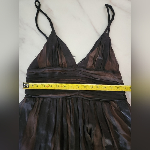 NWT Tufi Duek 100% silk black midi dress sheer striped silk over skin tone liner - Picture 7 of 8